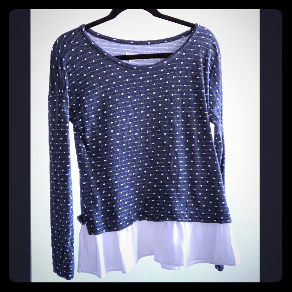 Polka Dot Sweater w/ Ruffled Hem